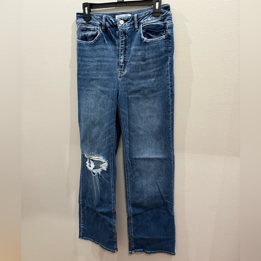 Flying Monkey Dark Blue Distressed Straight Leg Jeans